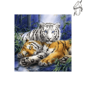 Broderie diamant Tigres blanc et roux | 💎 Diamond Painting Club