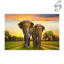 Broderie diamant Couple d'éléphant  | 💎 Diamond Painting Club