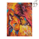 Broderie diamant Couple de lions Couleurs vives  | 💎 Diamond Painting Club