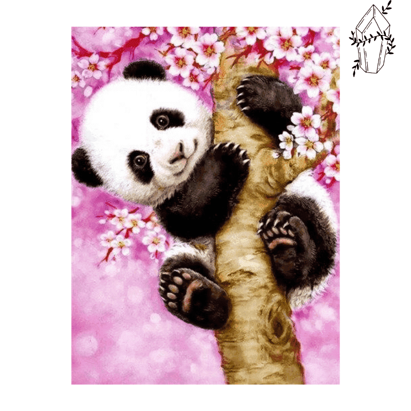 Broderie diamant Petit panda dans un sakura  | 💎 Diamond Painting Club
