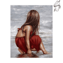 Broderie diamant Jeune fille près de l'eau | 💎 Diamond Painting Club
