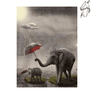 Broderie diamant Éléphant avec un parapluie | 💎 Diamond Painting Club