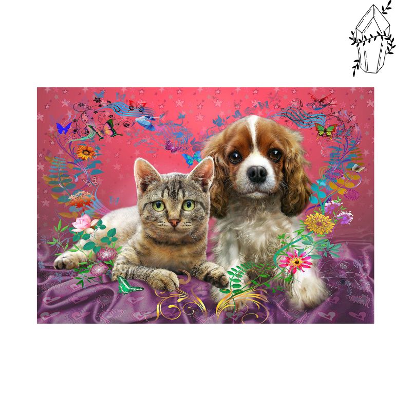 Broderie diamant Chat & King charles | Diamond-painting-club.com