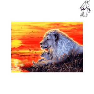 Broderie diamant Lion blanc de savane | 💎 Diamond Painting Club