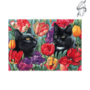 Broderie diamant Tulipes & Chats Noir | 💎 Diamond Painting Club