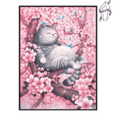 Broderie diamant Chat Japonais sakura | 💎 Diamond Painting Club