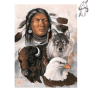 Broderie diamant Apache Bison Loup & Aigle | 💎 Diamond Painting Club