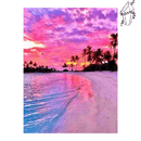 Broderie diamant Plage au soleil couchant | 💎 Diamond Painting Club