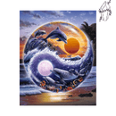 Broderie diamant Yin Yang Dauphins | 💎 Diamond Painting Club