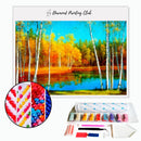 Broderie diamant Étang en automne | 💎 Diamond Painting Club
