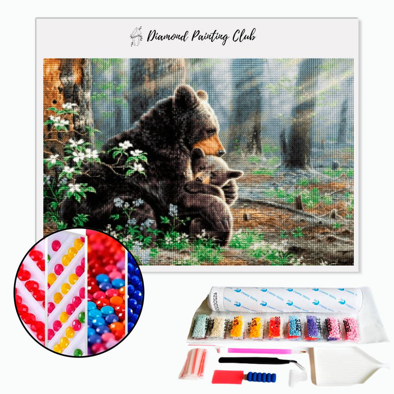 Broderie diamant Mère Ours et son ourson | 💎 Diamond Painting Club