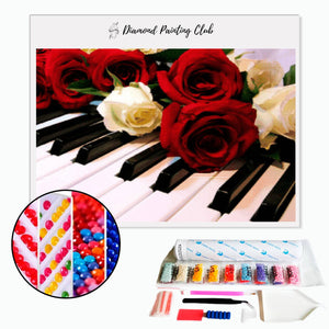 Broderie diamant Rose & Piano | 💎 Diamond Painting Club