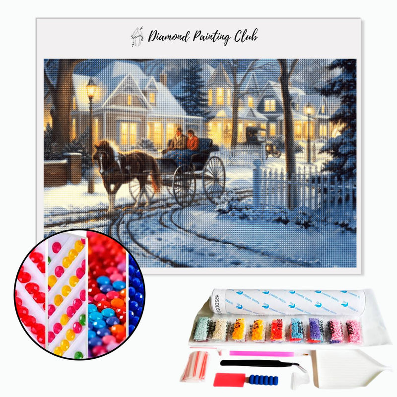 Broderie diamant Calèche en Hiver  | 💎 Diamond Painting Club