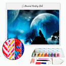 Broderie diamant Planète et hurlement de loup | 💎 Diamond Painting Club