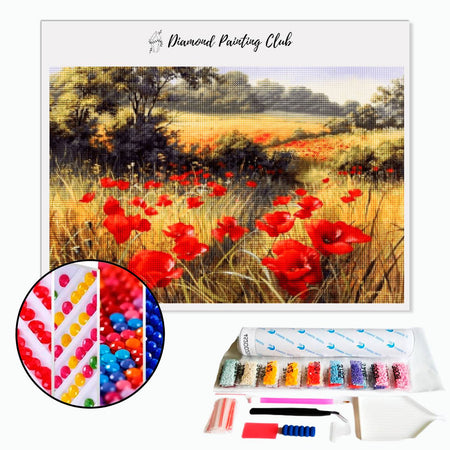 Broderie diamant Prairie de coquelicot | 💎 Diamond Painting Club