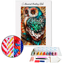 Broderie diamant Chouette Verte Abstraite | 💎 Diamond Painting Club