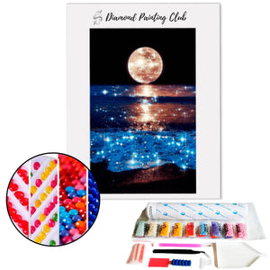 Broderie diamant Lune & mer de larme bleu | 💎 Diamond Painting Club