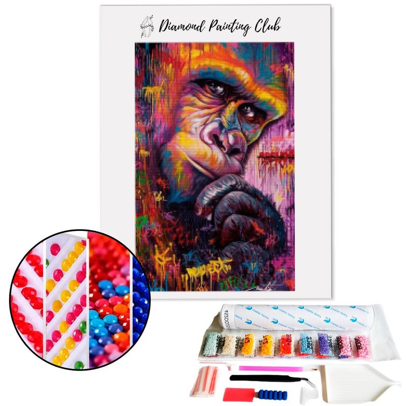 Broderie diamant Gorille Multicolore  | 💎 Diamond Painting Club