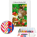 Broderie diamant Lapin et fraises des bois | Diamond-painting-club.com