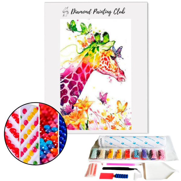 Broderie diamant Girafe multicolore | 💎 Diamond Painting Club