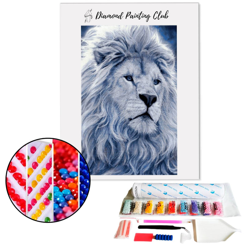 Broderie diamant Lion Blanc ancestral  | 💎 Diamond Painting Club