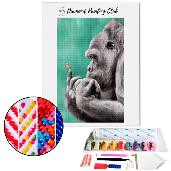 Broderie diamant Gorille & Papillon | 💎 Diamond Painting Club
