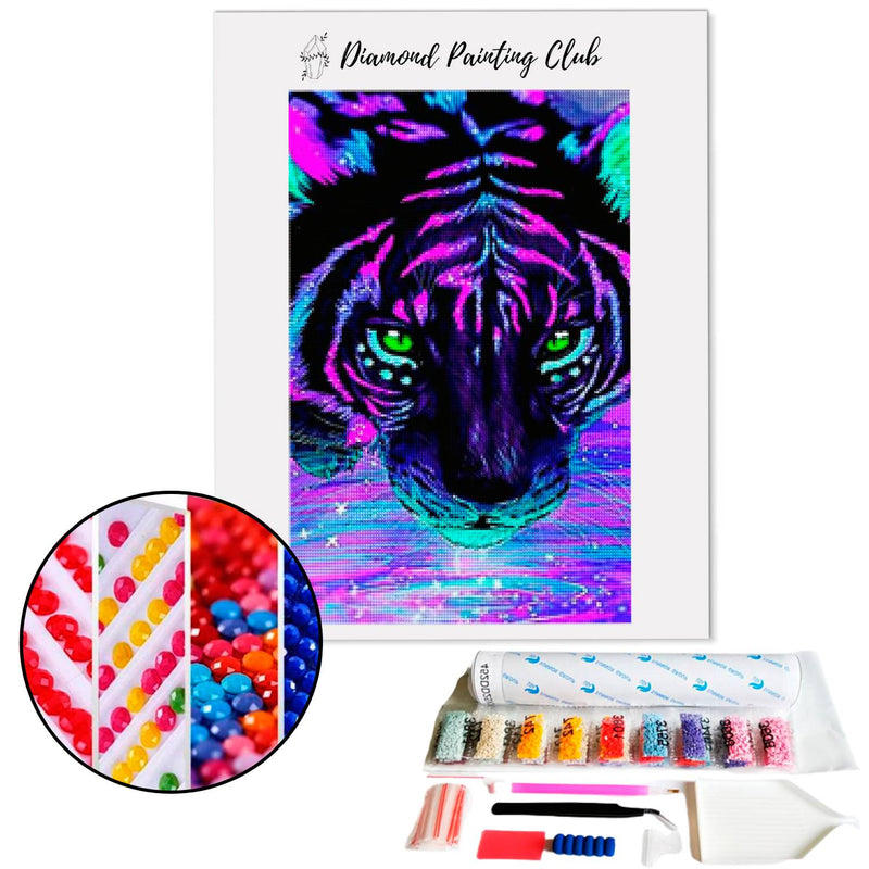 Broderie diamant Tigre fluo  | 💎 Diamond Painting Club