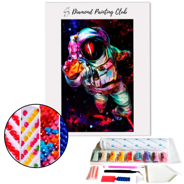 Broderie diamant Astronaute Coloré | 💎 Diamond Painting Club