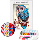 Broderie diamant Chouette Bleu Abstraite | 💎 Diamond Painting Club
