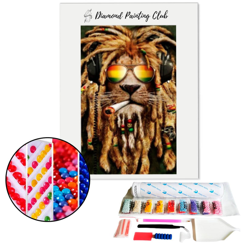 Broderie diamant Lion Reggae | Diamond-painting-club.com