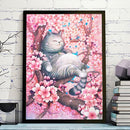 Broderie diamant Chat Japonais sakura | 💎 Diamond Painting Club