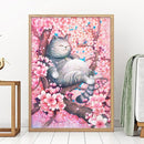 Broderie diamant Chat Japonais sakura | 💎 Diamond Painting Club