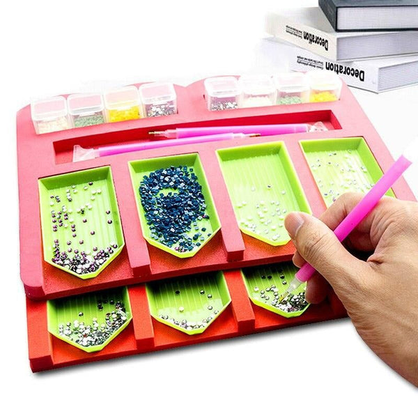 Boîte De Rangement Brodée Diamant Perroquet 24x15 Cm - Organisateur Bureau, Bijoux, Cosmétiques, DIY